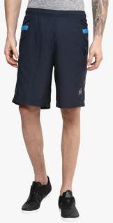 Aurro Sports Navy Blue Solid Shorts men