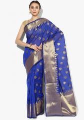 Avishi Blue Solid Saree women