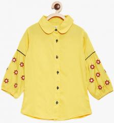 Bella Moda Yellow Self Design Shirt Style Top girls