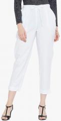 Bitterlime White Solid Regular Fit Regular Trousers women