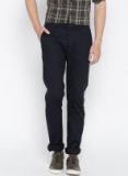 Blackberrys Men Navy Sharp Fit Self Design Casual Trousers