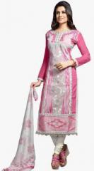 Blissta Pink Embroidered Dress Material women