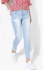 Blue Saint Blue Washed Mid Rise Slim Fit Jeans women