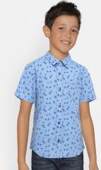 Bossini Blue Regular Fit Printed Casual Shirt boys
