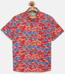 Bossini Red & Blue Printed Casual Shirt boys
