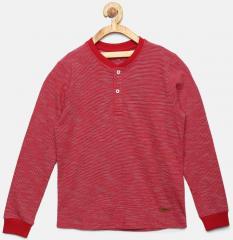 Bossini Red Printed Henley Neck T shirt boys
