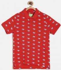 Bossini Red Printed Polo Collar T Shirt boys