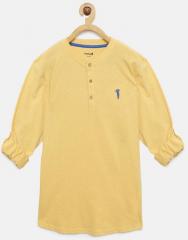 Bossini Yellow Solid Mandarin Collar T Shirt boys