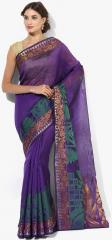 Bunkar Purple Embellished Saree women