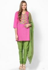 Castle Solid Green Bottom And Dupatta women