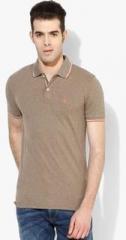 Celio Brown Solid Polo T Shirt men