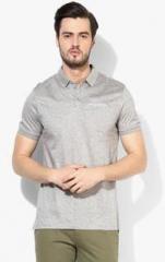 Celio Grey Solid Polo T Shirt men