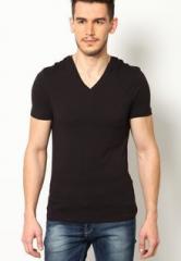 Celio Solid Black V Neck T Shirt men