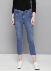 Chemistry Blue Mid Rise Clean Look Stretchable Cropped Jeans women