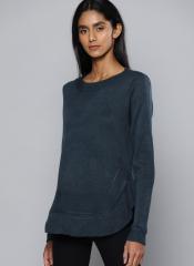 Chemistry Navy Blue Solid Pullover women