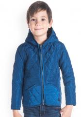 Cherry Crumble Blue Solid Quilted Jacket boys