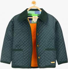 Cherry Crumble Green Solid Quilted Jacket boys