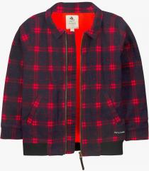 Cherry Crumble Navy Blue Checked Open Front Jacket boys