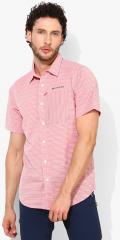 Columbia Pink Slim Fit Striped Casual Shirt men