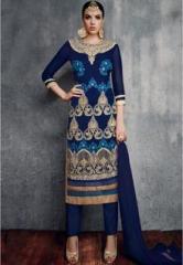 Desi Look Navy Blue Embellished Dress Material women