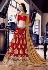 DesiButik's Wedding Wear Ravishing Red Net Lehenga