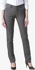 Devis Grey Solid Slim Fit Formal Trouser women