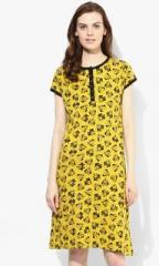 Disney By July Nightwear Mustard Yellow Printed Sleepdress women