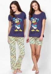 Disney By July Nightwear Navy Blue Printed Pack Of 3 Nightwear Sets women