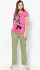 Disney By July Nightwear Pink Printed Pyjama & Top Nightwear Sets women