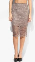 Dorothy Perkins Brown Embroidered Pencil Skirt women