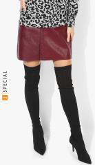 Dorothy Perkins Maroon Solid A Line Skirt women