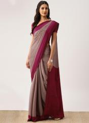 Drape Stories Purple Silk Blend Printed Saree women