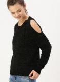 Dressberry Black Cold Shoulder Solid Pullover women