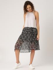 Dressberry Grey Printed Flared Skirt women