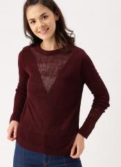Dressberry Maroon Solid Sweater women