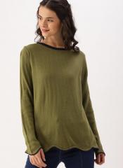 Dressberry Olive Green Solid Pullover women