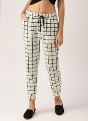 Dressberry White Checked Coloured Pants women
