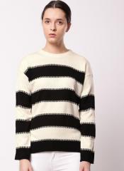 Ether Black & White Striped Pullover Sweater women