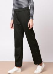 Ether Black Regular Fit Solid Joggers women