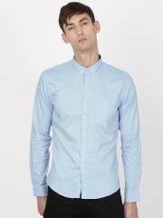 Ether Blue Solid Regular Fit Casual Shirt men