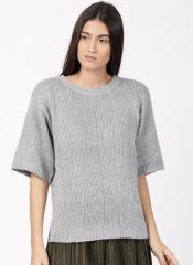 Ether Grey Solid Pullover Sweater women