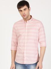Ether Pink Striped Casual Shirt men