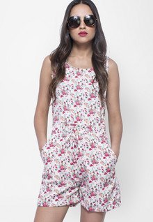 Faballey Printed White Jumpsuit women