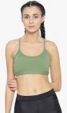 Fitkin Green Solid Non Wired Full Sports Bra women