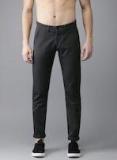 Flying Machine Men Charcoal Grey Slim Fit Solid Chinos