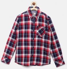 Flying Machine Red Checked Regular Fit Casual Shirt boys