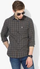 French Connection Charcoal Regular Fit Checked Casual Shirt men