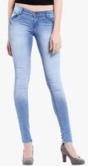 Fungus Blue Washed Slim Fit Mid Rise Jeans women