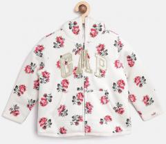 GAP Baby Girls' Off White & Pink Sherpa Lined Logo Hoodie Sweatshirt