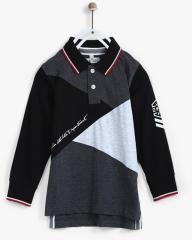 Gini And Jony Charcoal Colourblocked Regular Fit Polo T Shirt boys